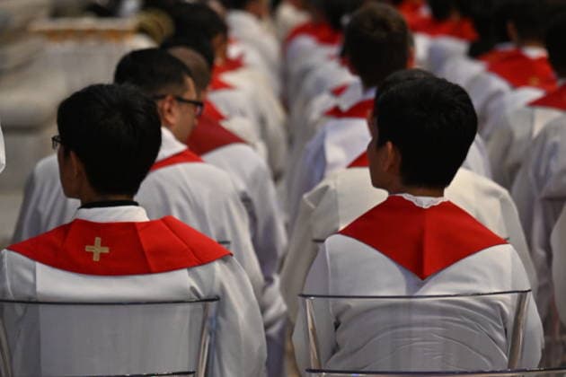 RECORD DATE NOT STATED MESSA_PAPA_2026 Italy, Rome, Vatican, 2026 10 8 Pope Leo XIV celebrates Holy Mass for the academic year at the Pontifical Universities in St Peter s Basilica in the Vatican . EDITORIAL USE ONLY - NO BOOKS Copyright: xAlessiaxGiuliani Catholicpressphotox