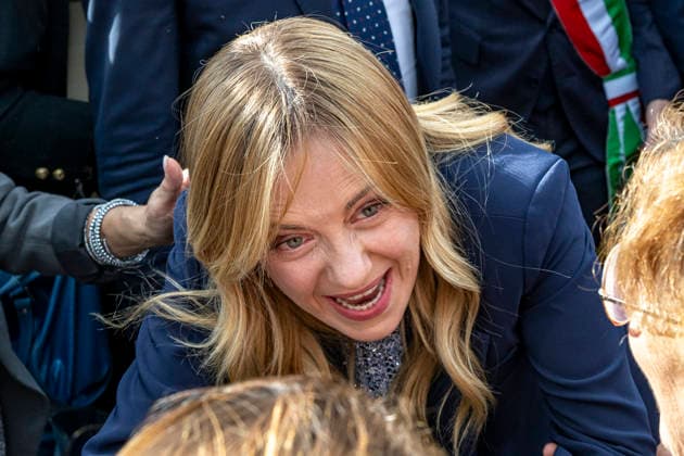 IPA89434846 - ASCOLI PICENO, ITALY OCTOBER 8, 2026: Prime Minister Giorgia Meloni attends the presentation and inauguration ceremony for the Palazzo Saladini Pilastri complex and its monumental park in Ascoli Piceno. The restoration project is part of the PINQuA program for urban regeneration and the enhancement of the city™s historical heritage. (Photo: Andrea Vagnoni IPA Agency)  Copyright: xAndreaxVagnonix xx IPA89434846