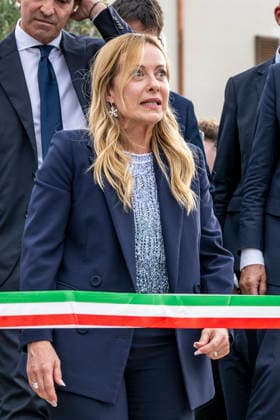 IPA89434786 - ASCOLI PICENO, ITALY OCTOBER 8, 2026: Prime Minister Giorgia Meloni attends the presentation and inauguration ceremony for the Palazzo Saladini Pilastri complex and its monumental park in Ascoli Piceno. The restoration project is part of the PINQuA program for urban regeneration and the enhancement of the city™s historical heritage. (Photo: Andrea Vagnoni IPA Agency)  Copyright: xAndreaxVagnonix xx IPA89434786