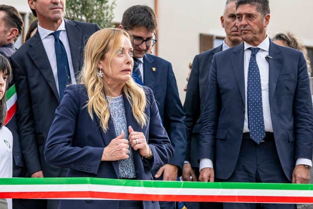 IPA89434787 - ASCOLI PICENO, ITALY OCTOBER 8, 2026: Prime Minister Giorgia Meloni attends the presentation and inauguration ceremony for the Palazzo Saladini Pilastri complex and its historic park in Ascoli Piceno. The restoration project is part of the PINQuA program for urban regeneration and the enhancement of the city™s historical heritage. (Photo: Andrea Vagnoni IPA Agency)  Copyright: xAndreaxVagnonix xx IPA89434787