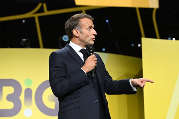President Macron at Bpifrance Inno Generation - Paris France s President Emmanuel Macron delivers a speech on stage during the Bpifrance Inno Generation (BIG) event, one of Europe’s largest gatherings dedicated to entrepreneurs, in Paris, France on October 8, 2026. Photo by Jeanne Accorsini Pool ABACAPRESS.COM Paris France  Copyright: xAccorsinixJeanne Pool ABACAx