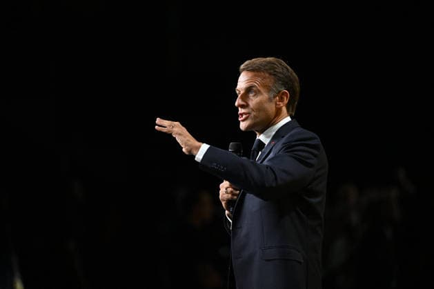 President Macron at Bpifrance Inno Generation - Paris France s President Emmanuel Macron delivers a speech on stage during the Bpifrance Inno Generation (BIG) event, one of Europe’s largest gatherings dedicated to entrepreneurs, in Paris, France on October 8, 2026. Photo by Jeanne Accorsini Pool ABACAPRESS.COM Paris France  Copyright: xAccorsinixJeanne Pool ABACAx