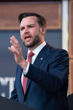 JD Vance During Immigration Program Announcement - Washington Vice President JD Vance gives remarks during an announcement in the South Court Auditorium of the Eisenhower Executive Office Building at the White House in Washington, DC, US, on Thursday, Oct. 8, 2026. The Trump administration said Thursday that it would suspend an immigration program for multiple tech firms, including Microsoft Corp., alleging widespread abuse of a worker visa system. Photo by Aaron Schwartz Pool ABACAPRESS.COM Washington District of Columbia  Copyright: xPool ABACAx