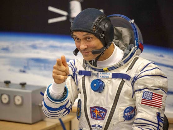 October 8, 2026, Baikonur, Kazakhstan: Baikonur, Kazakhstan. 14 July, 2026. NASA astronaut Anil Menon gestures to family and friends while waiting for his Sokol suit pressure check at the Baikonur Cosmodrome, July 14, 2026 in Baikonur, Kazakhstan. He launched to the International Space Station later that day. Baikonur Kazakhstan - ZUMAp138 20261008_zaa_p138_054 Copyright: xBillxIngalls Nasax