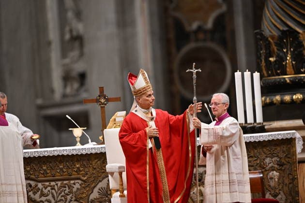 RECORD DATE NOT STATED MESSA_PAPA_2026 Italy, Rome, Vatican, 2026 10 8 Pope Leo XIV celebrates Holy Mass for the academic year at the Pontifical Universities in St Peter s Basilica in the Vatican . EDITORIAL USE ONLY - NO BOOKS Copyright: xAlessiaxGiuliani Catholicpressphotox