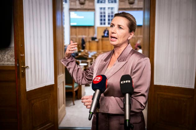 Denmark Opening Debate Denmarks Prime Minister Mette Frederiksen answers questions after the opening debate of the Danish Parliament, Folketinget, at Christiansborg Castle in Copenhagen, Thursday, October 8, 2026. (Photo: Nils Meilvang Scanpix 2026) , Copenhagen Denmark Copyright: NILSxMEILVANG NilsxMeilvangx spdk20261008-192308-L