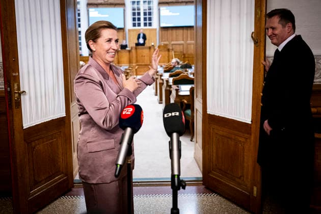 Denmark Opening Debate Denmarks Prime Minister Mette Frederiksen answers questions after the opening debate of the Danish Parliament, Folketinget, at Christiansborg Castle in Copenhagen, Thursday, October 8, 2026. (Photo: Nils Meilvang Scanpix 2026) , Copenhagen Denmark Copyright: NILSxMEILVANG NilsxMeilvangx spdk20261008-192912-L