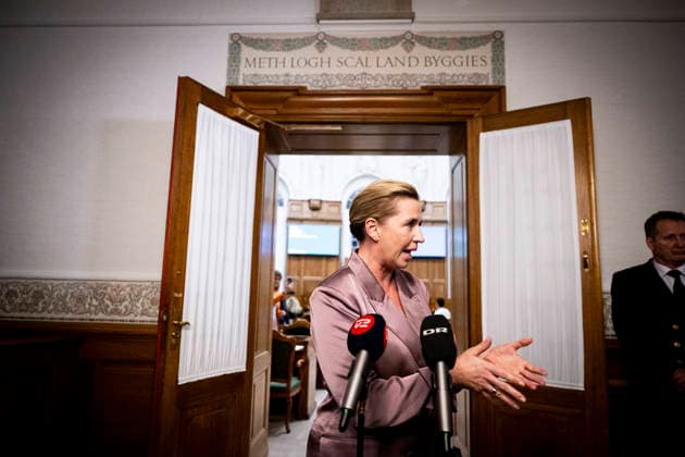 Denmark Opening Debate Denmarks Prime Minister Mette Frederiksen answers questions after the opening debate of the Danish Parliament, Folketinget, at Christiansborg Castle in Copenhagen, Thursday, October 8, 2026. (Photo: Nils Meilvang Scanpix 2026) , Copenhagen Denmark Copyright: NILSxMEILVANG NilsxMeilvangx spdk20261008-192917-L