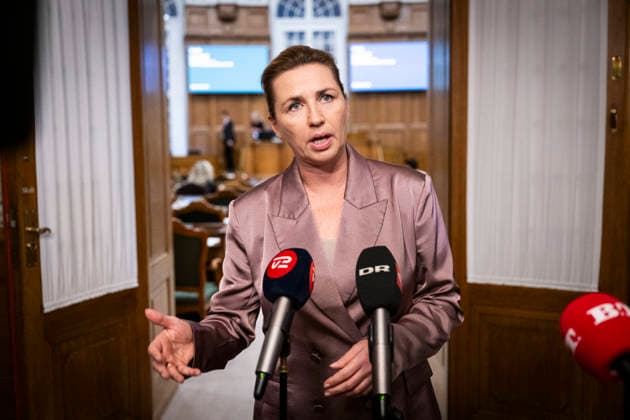 Denmark Opening Debate Denmarks Prime Minister Mette Frederiksen answers questions after the opening debate of the Danish Parliament, Folketinget, at Christiansborg Castle in Copenhagen, Thursday, October 8, 2026. (Photo: Nils Meilvang Scanpix 2026) , Copenhagen Denmark Copyright: NILSxMEILVANG NilsxMeilvangx spdk20261008-191441-L