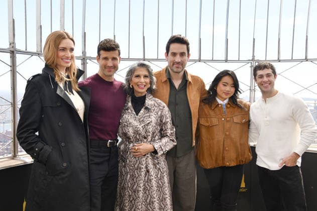 NEW YORK, NY- OCTOBER 8: Allegra Edwards, Parker Young, Rose Abdoo, Ed Weeks, Helen J. Shen and Jaren Lewison at the Empire State Building to Celebrate the Premiere of CBS New Series, Eternally Yours on October 8, 2026 in New York City. Copyright: xmpi099 MediaPunchx