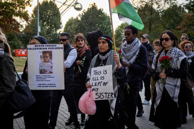 Pro-Palestine Silent Funeral Procession Central London, October 8, 2026 A pro-Palestine silent funeral procession took place in Central London, with demonstrators walking in silence to remember Palestinians killed in the conflict in Gaza. Participants carried Palestinian flags and placards, while some held a coffin and others carried effigies wrapped in burial shrouds, symbolising those killed in the conflict., Credit:Zak Irfan Avalon  Copyright: xZakxIrfanx xAvalonx 1141547337