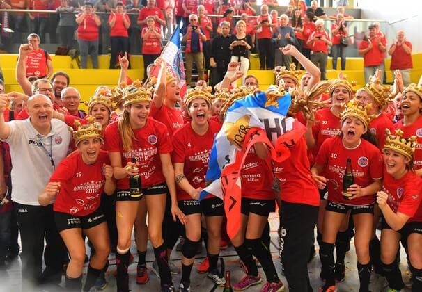 Bilder des Tages - SPORT der Thüringer HC ist vorzeitig deutscher Meister, Handballclub Rödertal gegen Thüringer HC (Thüringen), Handball, 1. Liga der Frauen, 1. Bundesliga, Rödertalbienen, HCR, Großröhrsdorf, Saison 2017 2018, 28.04.2018,