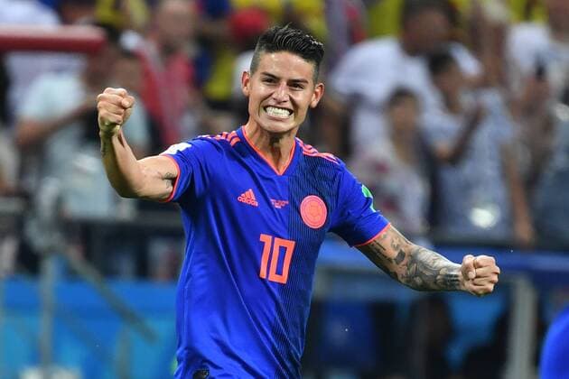 Bilder des Tages - SPORT WM 2018, Polen - Kolumbien James RODRIGUEZ (COL),Jubel,Freude,Begeisterung, Aktion,Einzelbild,angeschnittenes Einzelmotiv,Halbfigur,halbe Figur, Polen (PO)-Kolumbien (COL) 0-3, Vorrunde, Gruppe C, Spiel 31 am 24.06.2018 in Kasan,Kasan Arena. Fussball Weltmeisterschaft 2018 in Russland vom 14.06. - 15.07.2018.