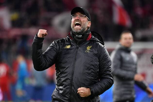 Sport Themen der Woche KW11 Juergen KLOPP (Trainer Liverpool), Jubel,Freude,Begeisterung,, Einzelbild,angeschnittenes Einzelmotiv,Halbfigur,halbe Figur. FC Bayern Muenchen (M) - FC Liverpool (LIV) 1-3, Fussball Champions League,Achtelfinale, am 13.03.2019. A L L I A N Z A R E N A. DFL REGULATIONS PROHIBIT ANY USE OF PHOTOGRAPHS AS IMAGE SEQUENCES AND OR QUASI-VIDEO.