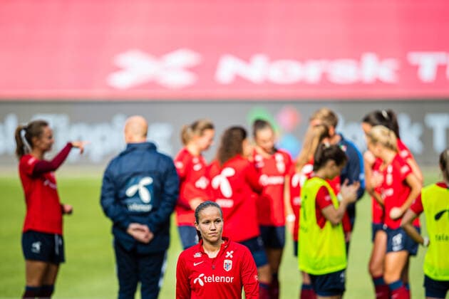 200920 Guro Reiten of the Norwegian women?s national football team during a training session on September 20, 2020 in Oslo. Photo: Marius Simensen BILDBYRAN Cop 238 bbeng dam em-kval em-kvalifisering kvinner em-kvalik football fotball fotboll norge norway soccer training trening träning UEFA EURO, EM, Europameisterschaft,Fussball Qualifier, EM, Europameisterschaft Copyright: MARIUSxSIMENSEN BB200920BB281