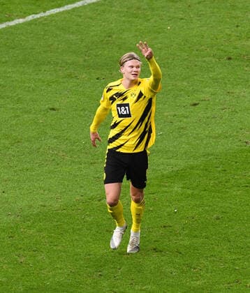 Bilder des Jahres 2020, Sport 11 November Sport Themen der Woche KW47 Fussball, Herren, 1. Bundesliga, Saison 2020 21, (8. Spieltag), Hertha BSC - Borussia Dortmund, Erling Haaland (Borussia Dortmund), Jubel nach Tor zum 1:3, 21.11. 2020, Copyright: xMatthiasxKochx