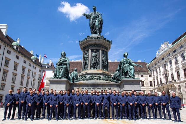 Bilder des Jahres 2021, Sport 06 Juni Sport Themen der Woche KW22 Sport Bilder des Tages SOCCER - UEFA EURO, EM, Europameisterschaft,Fussball 2020, preview VIENNA,AUSTRIA,04.JUN.21 - SOCCER - UEFA European Championship, EM, Europameisterschaft preview, OEFB international match, Länderspiel, Nationalmannschaft farewell team AUT. Image shows the team of AUT. GEPAxpictures xMichaelxMeindl