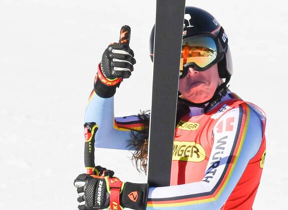 Bilder des Jahres 2022, Sport 01 Januar Sport Themen der Woche KW02 Sport Bilder des Tages AUT, FIS Weltcup Ski Alpin, Zauchensee 15.01.2022, Keelberloch Rennstrecke, Altenmark, AUT, FIS Weltcup Ski Alpin, Abfahrt, Damen, im Bild Kira Weidle (GER), zweiter Platz Kira Weidle of Germany second place reacts after her run of women s Alpine Downhill Race for the FIS ski alpine world cup at the Keelberloch Rennstrecke in Altenmark, Austria on 2022 01 15. Altenmark Steiermark Österreich Keelberloch Rennstrecke