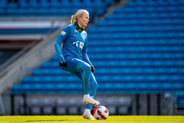 220405 Guro Bergsvand of the Norwegian women s national football team during a training session on April 5, 2022 in Oslo. Photo: Vegard Grott BILDBYRAN kod VG VG0259 bbeng fotboll football soccer fotball vm-kval kval fifa women s world cup qualifier qualifier träning practice training trening norge norway dam Copyright: VEGARDxGRoTT BB220405VG028