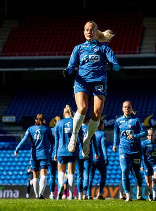 220411 Guro Bergsvand of the Norwegian women s national football team during a training session on April 11, 2022 in Oslo. Photo: Vegard Grott BILDBYRAN kod VG VG0265 bbeng fotboll football soccer fotball vm-kval kval fifa women s world cup qualifier qualifier träning practice training trening norge norway dam Copyright: VEGARDxGRoTT BB220411VG023
