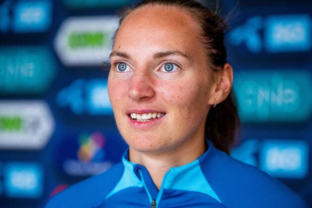 220830 Marit Bratberg Lund of the Norwegian women s national football team during a press event on August 30, 2022 in Oslo. Photo: Vegard Grott BILDBYRAN kod VG VG0343 bbeng fotboll football soccer fotball vm-kval kval fifa women s world cup qualifier qualifier press event pressetreff norge norway dam Copyright: VEGARDxGRoTT BB220830VG155