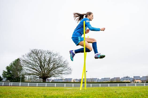 230217 Emma Stolen Godo of the Norwegian women s national football team during a training session on February 17, 2023 in Laval. Photo: Vegard Grott BILDBYRAN kod VG VG0399 bbeng fotboll football soccer fotball träning practice training trening norge norway women dam Copyright: VEGARDxGRoTT BB230217VG011