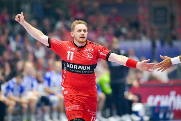 Jubel bei Dimitri Ignatow (MT Melsungen 11) , GER, MT Melsungen - TVB Stuttgart, Handball, 1. Bundesliga, 5. Spieltag, Saison 2023 2024, 15.09.2023 GER, MT Melsungen - TVB Stuttgart, Handball, 1. Bundesliga, 5. Spieltag, Saison 2023 2024, 15.09.2023 Kassel Copyright: xEibner-Pressefoto RolandxSippelx EP_RSL
