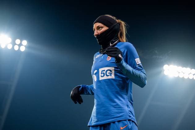 231204 Marit Bratberg Lund of the Norwegian women s national football team during a training session on December 4, 2023 in Sankt Pölten. Photo: Vegard Grott BILDBYRAN kod VG VG0567 bbeng fotboll football soccer fotball norge norway women dam nations league träning practice training trening st pölten Copyright: VEGARDxGRoTT BB231204VG061