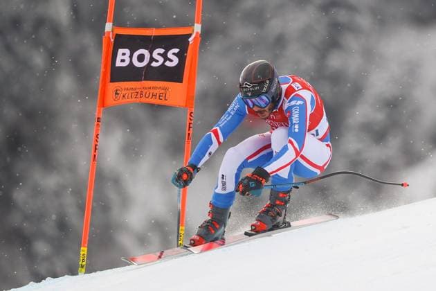 Bilder des Jahres 2024, Sport 01 Januar Cyprien SARRAZIN (FRA), 1.Platz, 1st place, Sieger winner. Ski Alpin, Kitzbühel Abfahrt der Maenner, FIS - Weltcup, Hahnenkammrennen, Saison 2023-2024. 19.01.2024, in Kitzbuehel, Oesterreich. Quelle Copyright Credit : Oryk HAIST