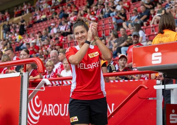 Fußball, Frauen, Testspiel, Saison 2024 2025, 1. FC Union Berlin - SV Werder Bremen, Anouk Blaschka (1. Frauen 1. FC Union) bei der Teamvorstellung, 03.08. 2024, Copyright: xMatthiasxKochx