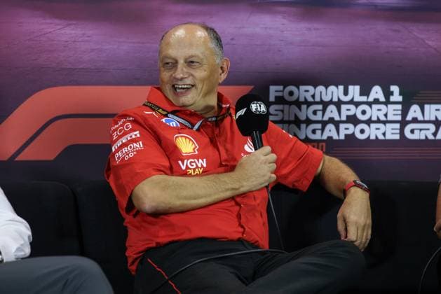VASSEUR Frédéric (fra), Team Principal & General Manager of the Scuderia Ferrari, portrait press conference, PK, Pressekonferenz during the Formula 1 Singapore Grand Prix 2024, 18th round of the 2024 Formula One World Championship, WM, Weltmeisterschaft from September 20 to 22, 2024 on the Marina Bay Circuit, in Singapore, Singapore - F1 - SINGAPORE GRAND PRIX 2024 DPPI Panoramic 240920_R18_SINGAPORE_DP_XB5_9534