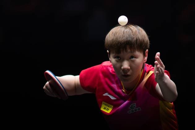 (241006) -- BEIJING, Oct. 6, 2024 -- Wang Manyu of China serves during the women s singles final match against Sun Yingsha of China at 2024 World Table tennis, Tischtennis (WTT) China Smash in Beijing, China, Oct. 6, 2024. ) (SP)CHINA-BEIJING-TABLE TENNIS-WTT-CHINA SMASH-WOMEN S SINGLES(CN) XiaoxYijiu