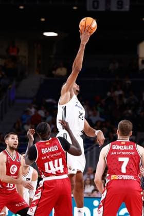 October 6, 2024, Madrid, Madrid, SPAIN: Walter Samuel Tavares da Veiga of Real Madrid in action during the Spanish League, Liga ACB Endesa, basketball match played between Real Madrid and Casademont Zaragoza at WiZink Center on October 6, 2024 in Madrid, Spain. Madrid SPAIN - ZUMAa181 20241006_zaa_a181_041 Copyright: xDennisxAgyemanx