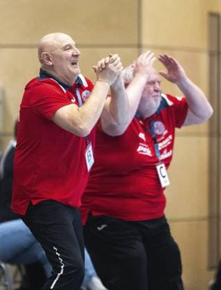 HANDBALL FRAUEN 1. BUNDESLIGA 19. SPIELTAG THC - HB LUDWIGSBURG ** NUR FÜR REDAKTIONELLE ZWECKE ** EDITORIAL USE ONLY **<p>15 03 2025-Bad Langensalza: Handball Frauen 1. Bundesliga Frauen Saison 2024-2025 Salzhalle 19. Spieltag Thüringer HC - HB Ludwigsburg im Foto: Trainer Herbert Mueller (Thüringer HC), Co-Trainer Helfried Mueller (Thüringer HC), rechts ( Deutschland Thueringen Bad Langensalza Copyright: SaschaxFromm