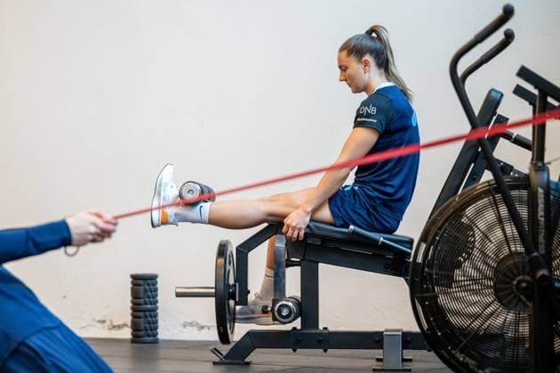250403 Vilde Boe Risa of the Norwegian women s national football team during an indoor gym session on April 3, 2025 in Reykjavik. Photo: Vegard Grott BILDBYRAN kod VG VG0742 bbeng fotboll football soccer fotball norge norway women dam nations league träning practice training trening gym Copyright: VEGARDxGRoTT BB250403VG031