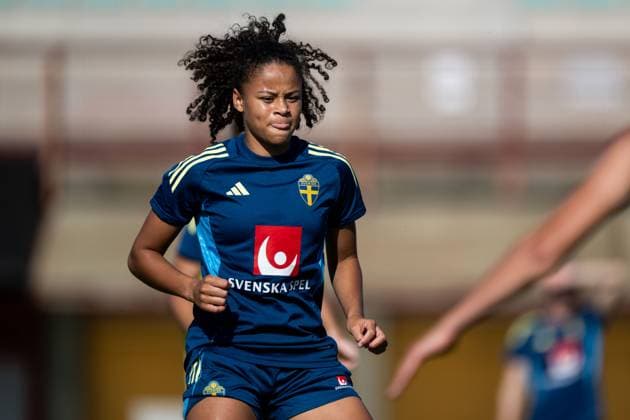 250526 Felicia Schröder of the Swedish women™s national football team during a training session on May 26, 2025 in Fidenza. Photo: Ludvig Thunman BILDBYRAN kod LT LT0701 fotboll football soccer fotball träning practice training sverige sweden dam bbeng Copyright: LUDVIGxTHUNMAN BB250526LT016