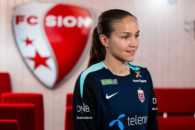 250602 Guro Reiten of the Norwegian women s national football team during a press conference, PK, Pressekonferenz on June 2, 2025 in Sion. Photo: Marius Simensen BILDBYRAN COP 238 bbeng dam football fotball fotboll norge norway press conference pressekonferanse soccer uefa women s nations league Copyright: MARIUSxSIMENSEN BB250602BB353