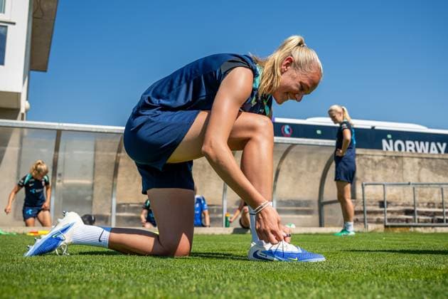 250630 Frida Maanum of the Norwegian women s national football team during a training session ahead of the UEFA Women s Euro 2025 on June 30, 2025 in Neuchatel. Photo: Vegard Grott BILDBYRAN kod VG VG0775 bbeng fotboll football soccer fotball fotbolls-em fotball em europamästerskap em uefa womens euro em 2025 träning practice training trening norge norway dam day -2 Copyright: VEGARDxGRoTT BB250630VG007