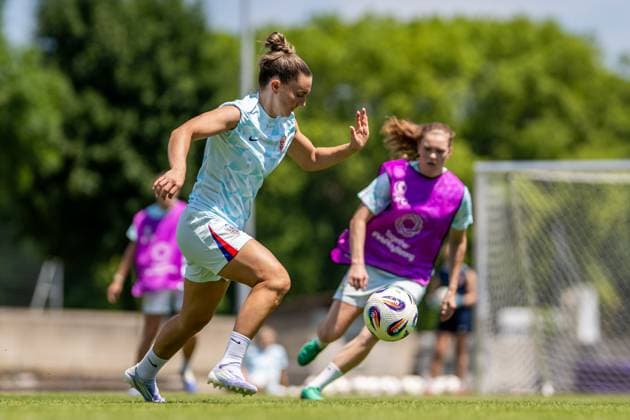 250705 Vilde Boe Risa of the Norwegian women s national football team at a training session during the UEFA Women s Euro 2025 on July 5, 2025 in Neuchatel. Photo: Vegard Grott BILDBYRAN kod VG VG0780 bbeng fotboll football soccer fotball fotbolls-em fotball em europamästerskap em uefa womens euro em 2025 träning practice training trening norge norway dam day4 Copyright: VEGARDxGRoTT BB250705VG011