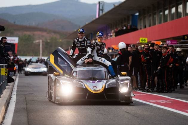 AUTO - ELMS - 4 HOURS OF PORTIMAO 2025 17 CLOSMENIL Adrien (fra), JENSEN Theodor (dnk), LANCHERE Paul (fra), CLX Motorsport, Ligier JS P325, LMP3, action winner celebration during the 4 Hours of Portimao, 6th round of the 2025 European Le Mans Series on the Autodromo Internacional do Algarve from October 16 to 18, 2025 in Portimao, Portugal - Copyright: xJoaoxFilipex
