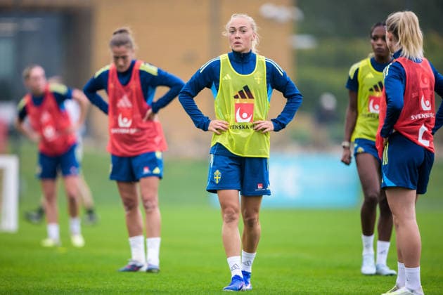260225 Hanna Bennison of the Swedish women s national football at a training session on February 25, 2026 in Albufeira. Photo: Ludvig Thunman BILDBYRAN kod LT LT0773 fotboll football soccer fotball träning practice training sverige sweden dam bbeng Copyright: LUDVIGxTHUNMAN BB260225LT035