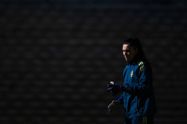 260416 Goalkeeper Zecira Musovic of the Swedish women s national football team during a training session on April 16, 2026 in Gothenburg. Photo: Mathias Bergeld BILDBYRAN kod MB MB1364 fotboll football soccer fotball vm-kval kval fifa womens world cup qualifier qualifier träning practice training sverige sweden dam bbeng women kvinner Copyright: MATHIASxBERGELD BB260416MB018