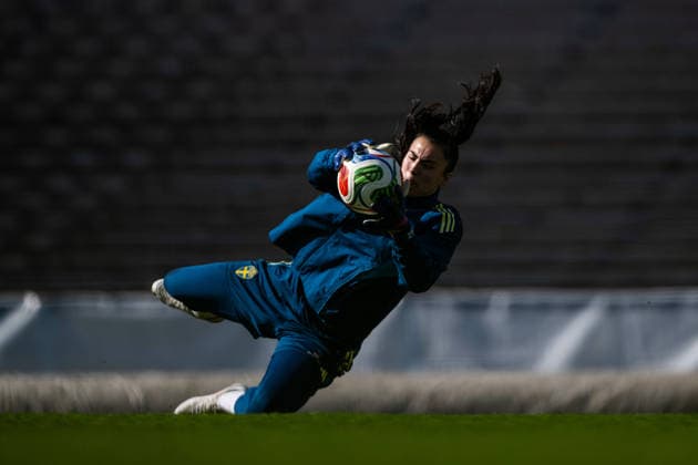 260416 Goalkeeper Zecira Musovic of the Swedish women s national football team during a training session on April 16, 2026 in Gothenburg. Photo: Mathias Bergeld BILDBYRAN kod MB MB1364 fotboll football soccer fotball vm-kval kval fifa womens world cup qualifier qualifier träning practice training sverige sweden dam bbeng women kvinner Copyright: MATHIASxBERGELD BB260416MB036