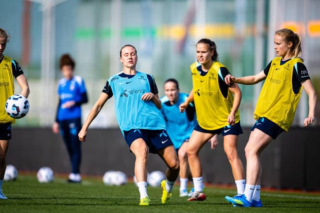 260417 Julie Blakstad of the Norwegian women™s national football team during a training session on April 17, 2026 in Ptuj. Photo: Marius Simensen BILDBYRAN Cop 238 bbeng dam fifa women s world cup qualifier football fotball fotboll norge norway practice soccer training trening träning Copyright: MARIUSxSIMENSEN BB260417BB214