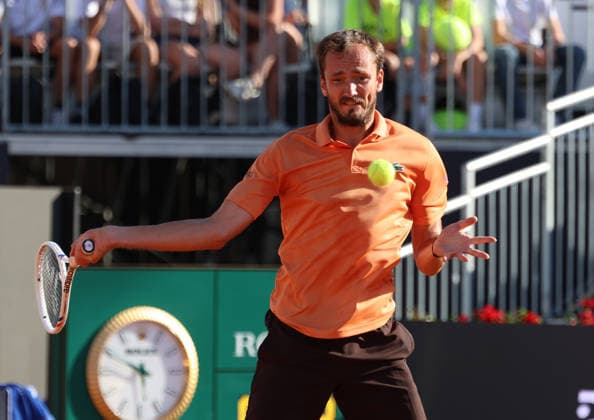 May 12, 2026, Rome, Lazio, Italy: DANIIL MEDVEDEV during the match against P. Llamas of Spain in the fourth round of tennis tournament ATP, Tennis Herren 1000 Internazionali BNL Dâ€⠢Italia, Rome, Italy. Medvedev won 3:6, 6:4, 6:2. Tennis 2026, ATP Italian Open: Daniil Medvedev Won 3:6, 6:4, 6:2 - ZUMAc278 20260512_zsp_c278_022 Copyright: xMarcinxCholewinskix