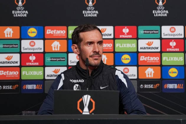 Julian Schuster (SC Freiburg, Trainer) , Deutschland, Fussball, UEFA Europa League, Finale, 2025 2026, SC Freiburg vs. Aston Villa, 14.05.2026, UEFA Media Day und Pressekonferenz vor Leipzig, Europa-Park-Stadion, Freiburg Freiburg Europa-Park-Stadion Baden-Württemberg Deutschland Copyright: xArnexAmbergx