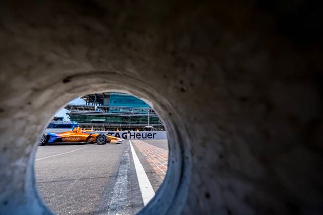May 14, 2026, Speedway, In, USA: NTT IndyCar, Indy Car, IRL, USA SERIES driver, SCOTT DIXON (9) (NZL) of Auckland, New Zealand, crosses the yard of bricks during a practice session for the Indianapolis 500 race at the Indianapolis Motor Speedway in SPEEDWAY IN. NTT INDYCAR SERIES: May 14, 2026: Indianapolis 500: Scott Dixon - ZUMAa161 20260514_aaa_a161_007 Copyright: xWalterxG.xArcexSr.x