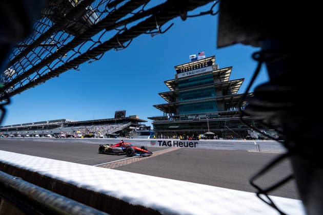 May 14, 2026, Speedway, In, USA: NTT IndyCar, Indy Car, IRL, USA SERIES driver, STING RAY ROBB (77) (USA) of Payette, ID, crosses the yard of bricks during a practice session for the Indianapolis 500 race at the Indianapolis Motor Speedway in SPEEDWAY IN. NTT INDYCAR SERIES: May 14, 2026: Indianapolis 500: Sting Ray Robb - ZUMAa161 20260514_aaa_a161_010 Copyright: xWalterxG.xArcexSr.x