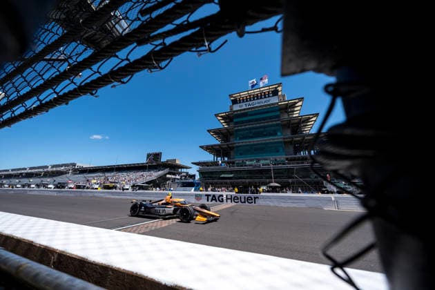 May 14, 2026, Speedway, In, USA: NTT IndyCar, Indy Car, IRL, USA SERIES driver, ROMAIN GROSJEAN (18) (CHE) of Geneva, Switzerland, crosses the yard of bricks during a practice session for the Indianapolis 500 race at the Indianapolis Motor Speedway in SPEEDWAY IN. Speedway USA - ZUMAa161 20260514_aaa_a161_001 Copyright: xWalterxG.xArcexSr.x