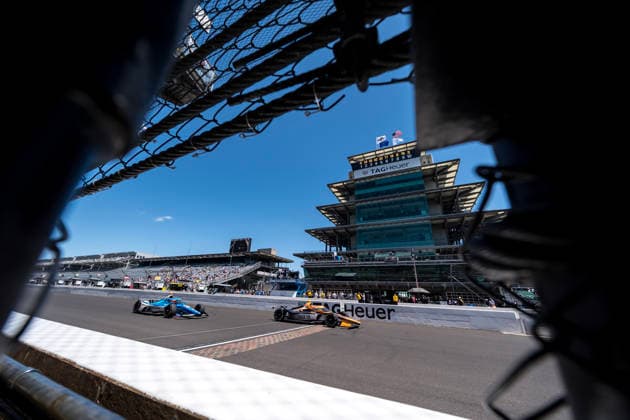 May 14, 2026, Speedway, In, USA: NTT IndyCar, Indy Car, IRL, USA SERIES driver, ROMAIN GROSJEAN (18) (CHE) of Geneva, Switzerland, crosses the yard of bricks during a practice session for the Indianapolis 500 race at the Indianapolis Motor Speedway in SPEEDWAY IN. NTT INDYCAR SERIES: May 14, 2026: Indianapolis 500: Romain Grosjean - ZUMAa161 20260514_aaa_a161_014 Copyright: xWalterxG.xArcexSr.x